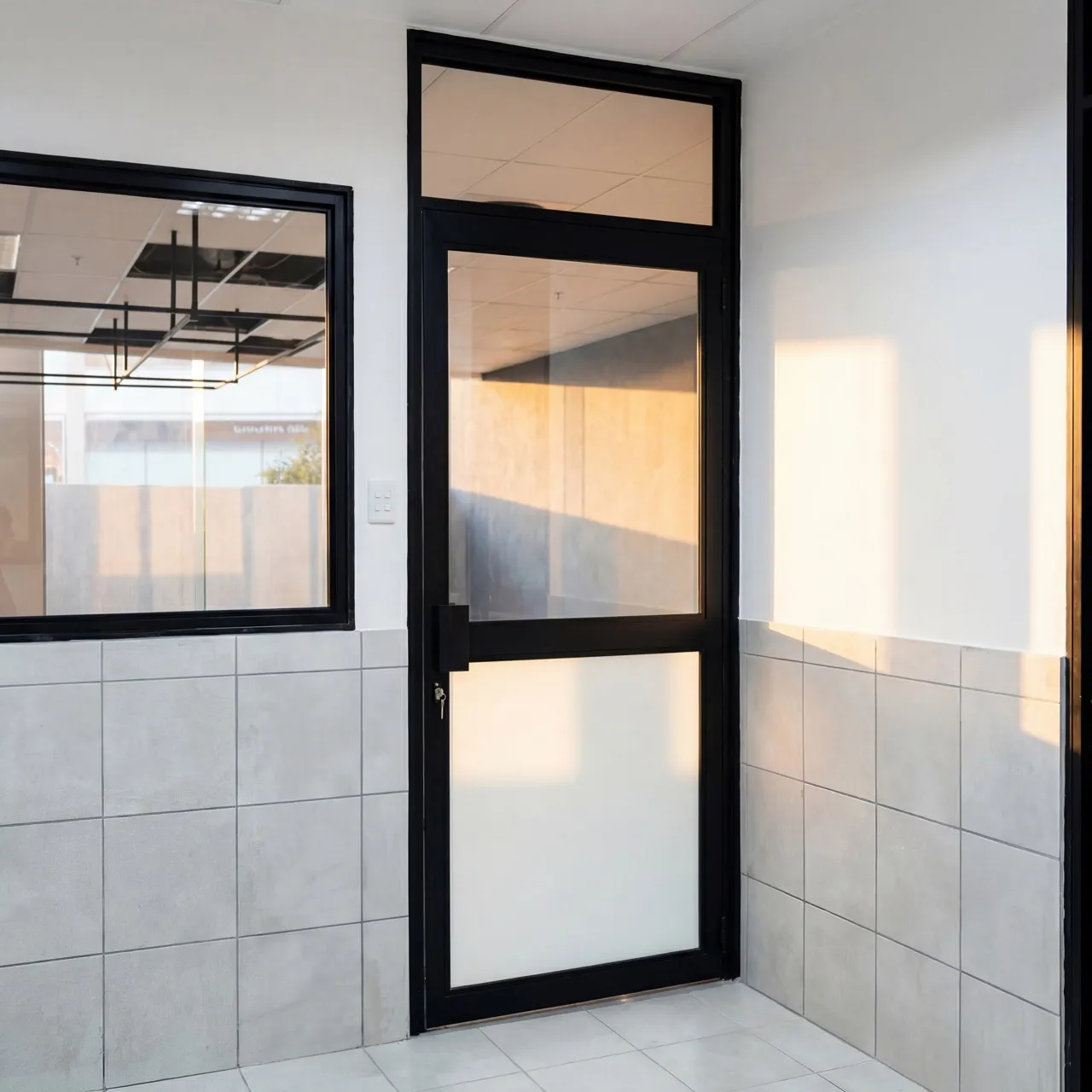 Interior black-framed glass door installation in a Krugersdorp home